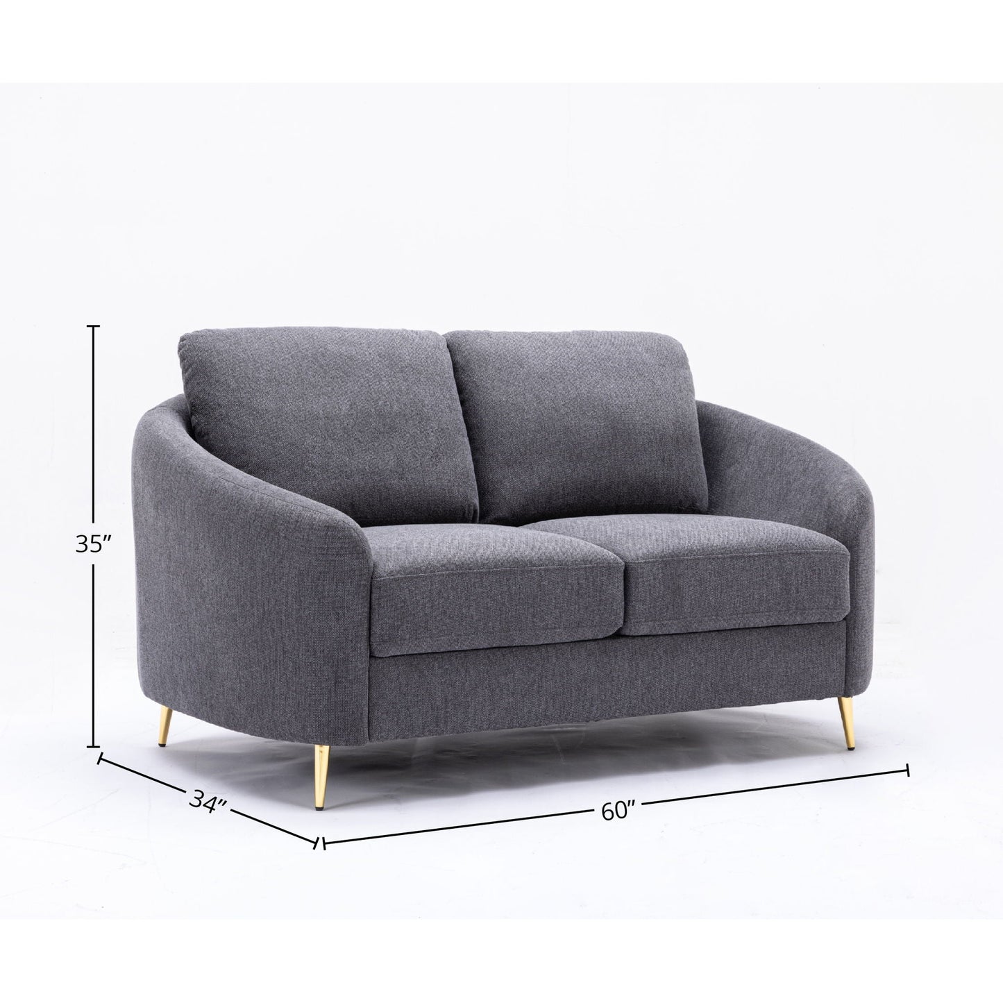 Yuina Linen Loveseat - Gray