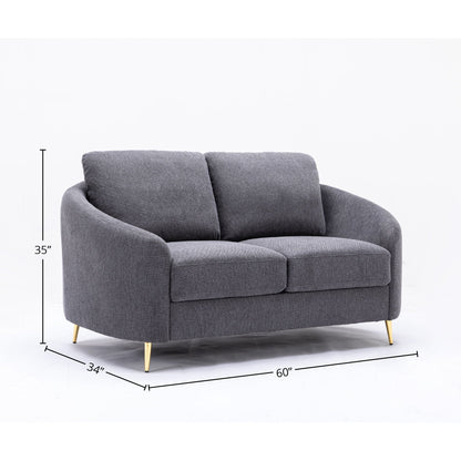 Yuina Linen Loveseat - Gray