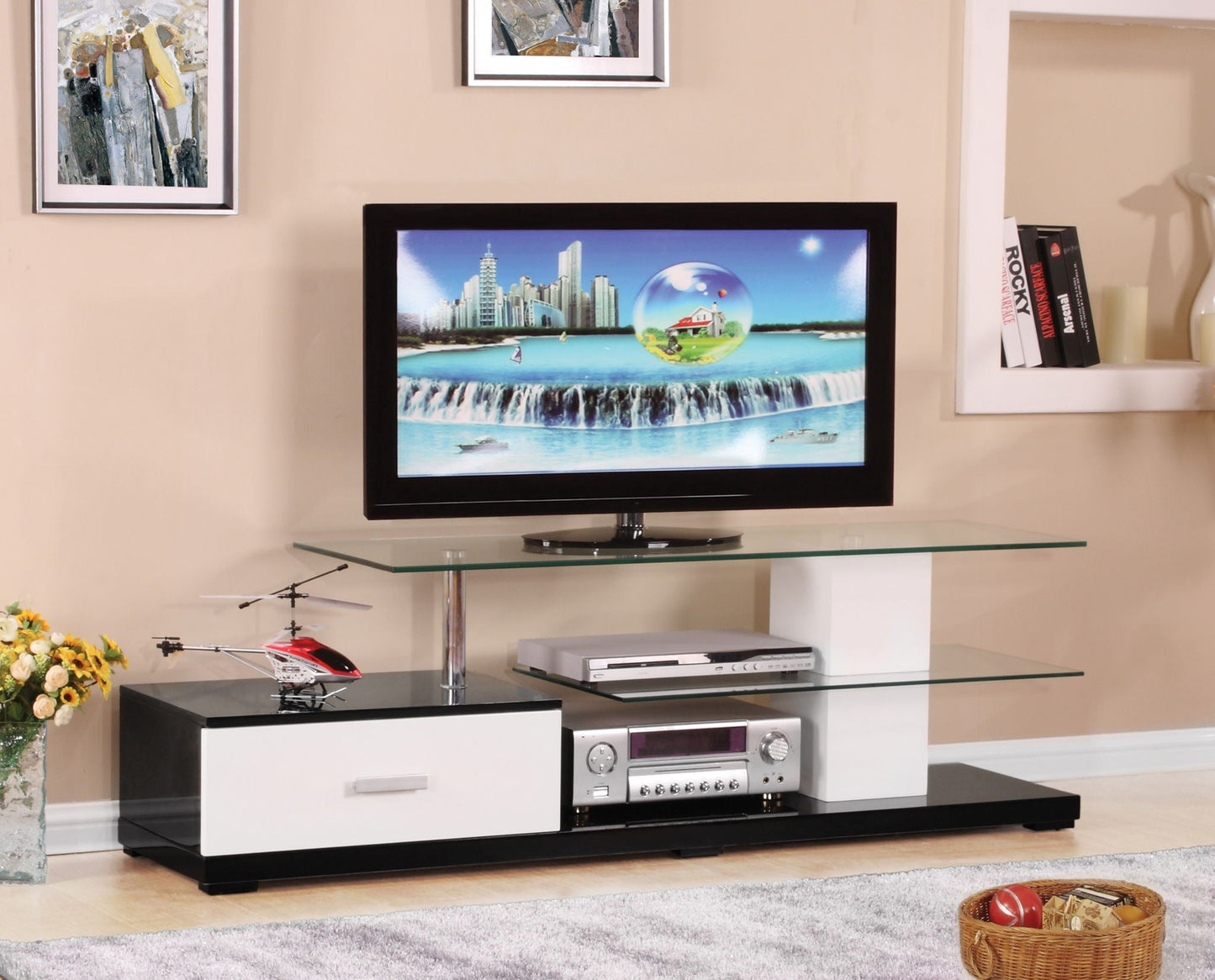 Ivana TV Stand - White / Black