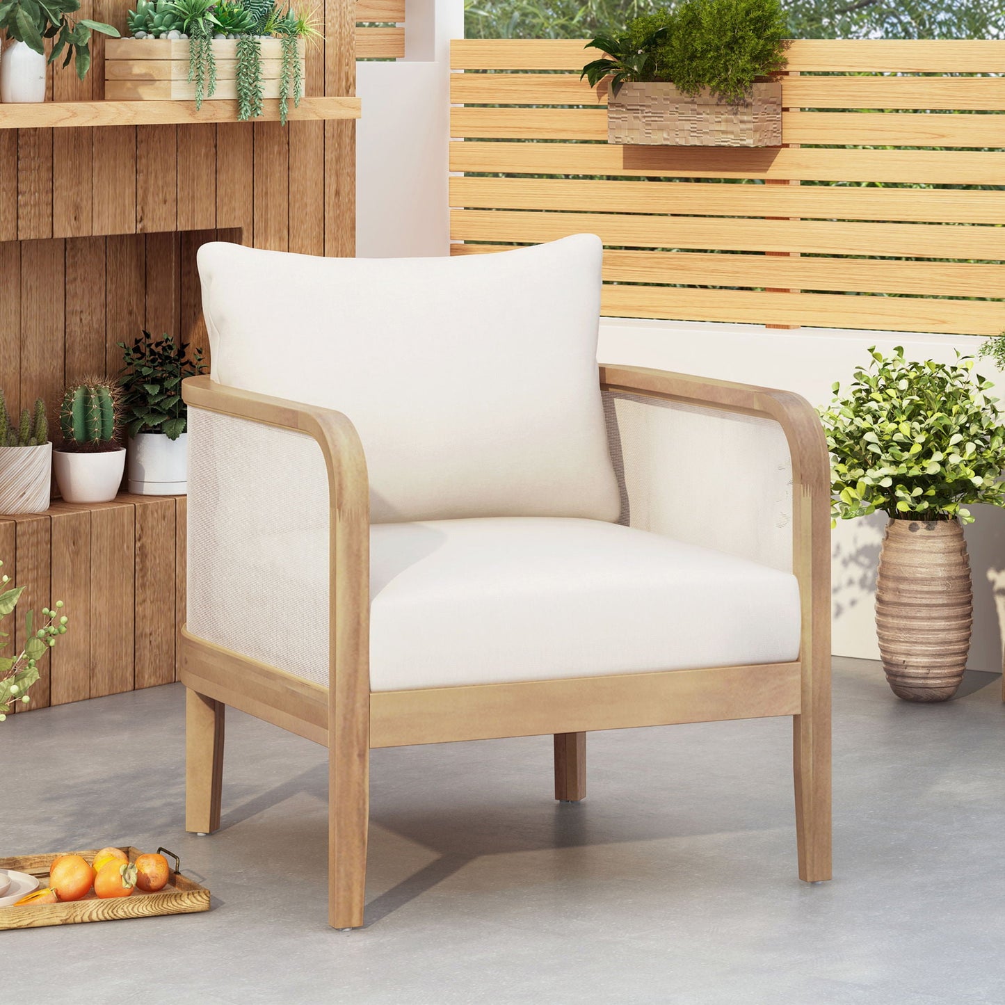 Outdoor Acacia Wood Patio Club Chair