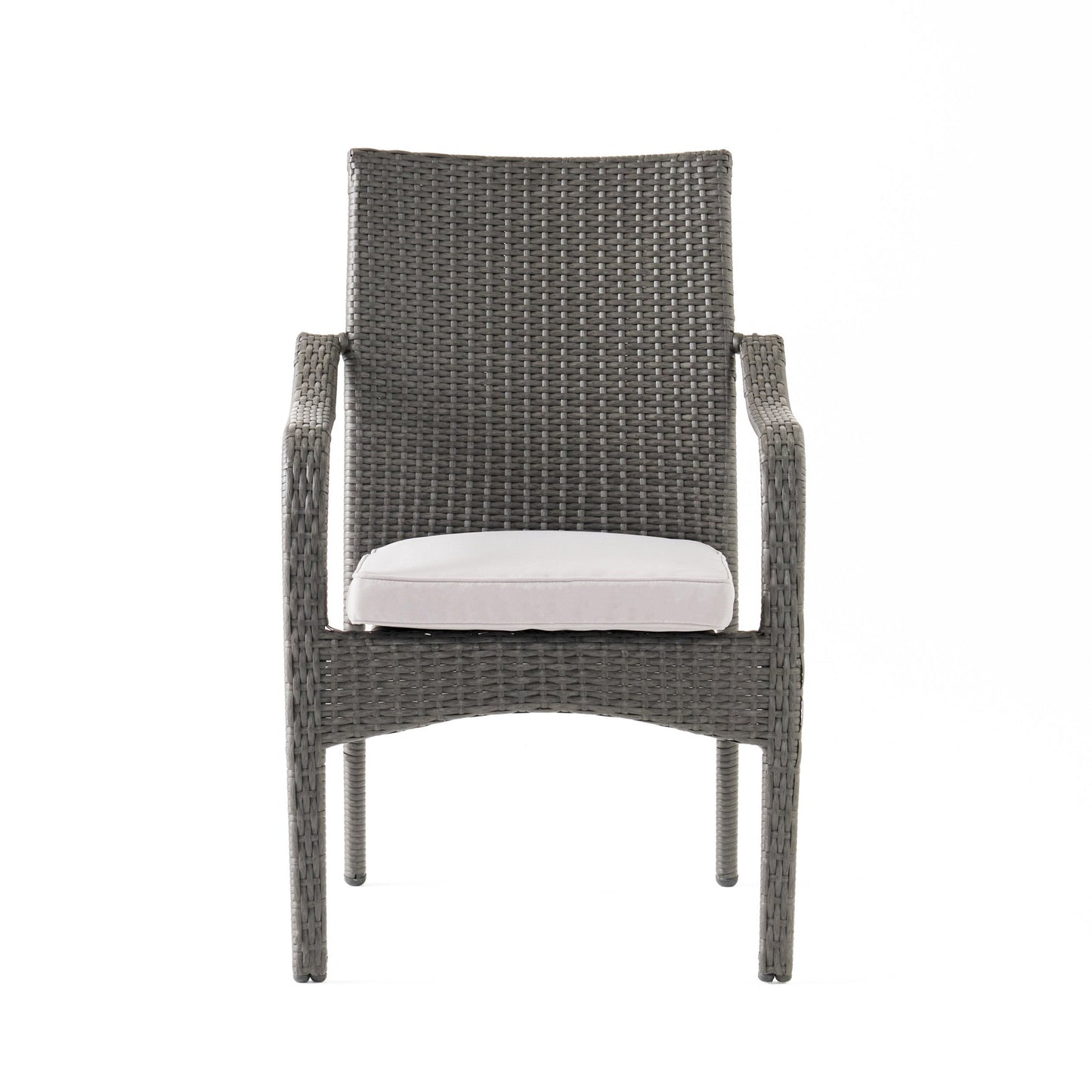 Outdoor PE Rattan Stacking Chair with Iron Frame and Cushions (Set of 4)