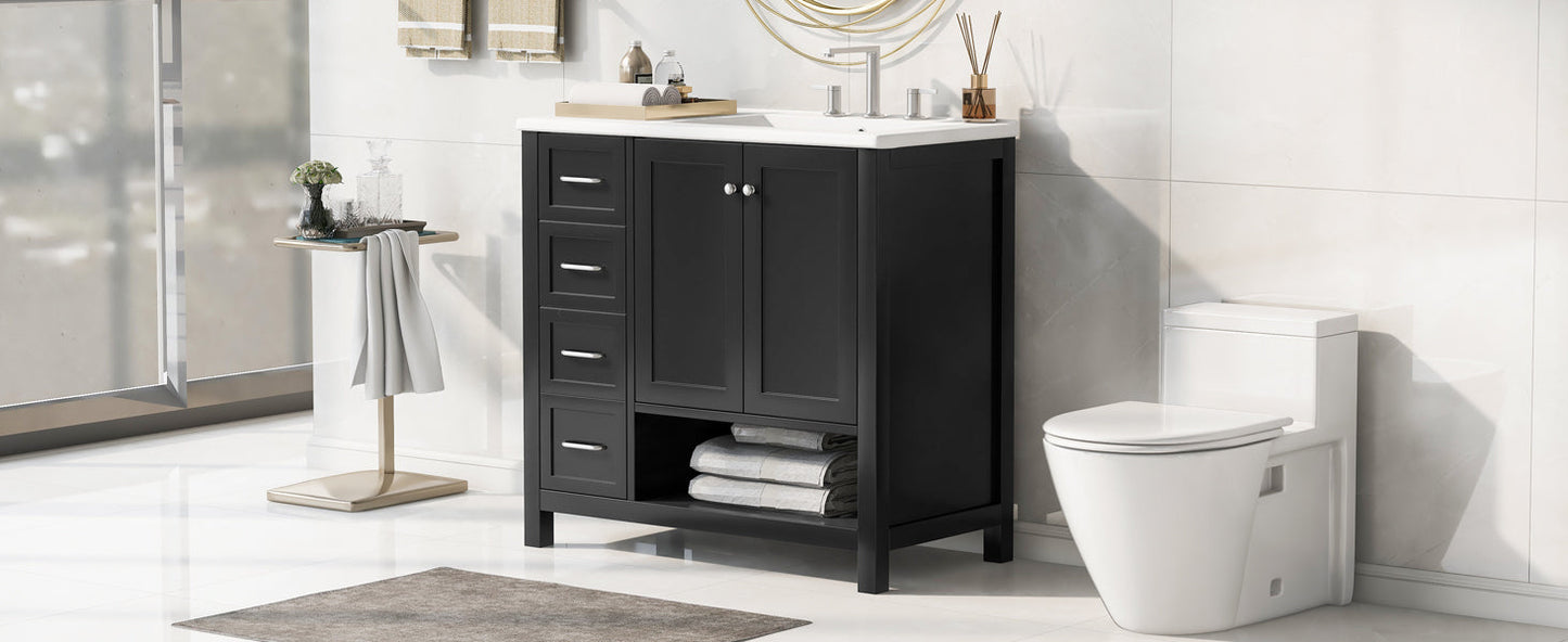 36" Bathroom Vanity with Sink Top and Storage Cabinet