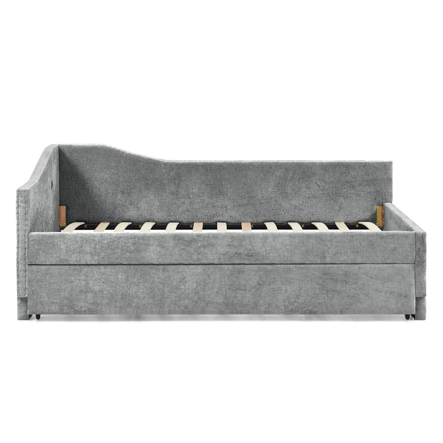 Full Size Curved Round Edge Padded Backrest Daybed