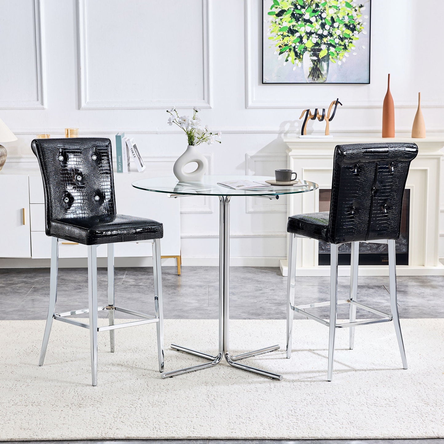 Bar Chairs & Crystal Clasp Design (Set of 2)