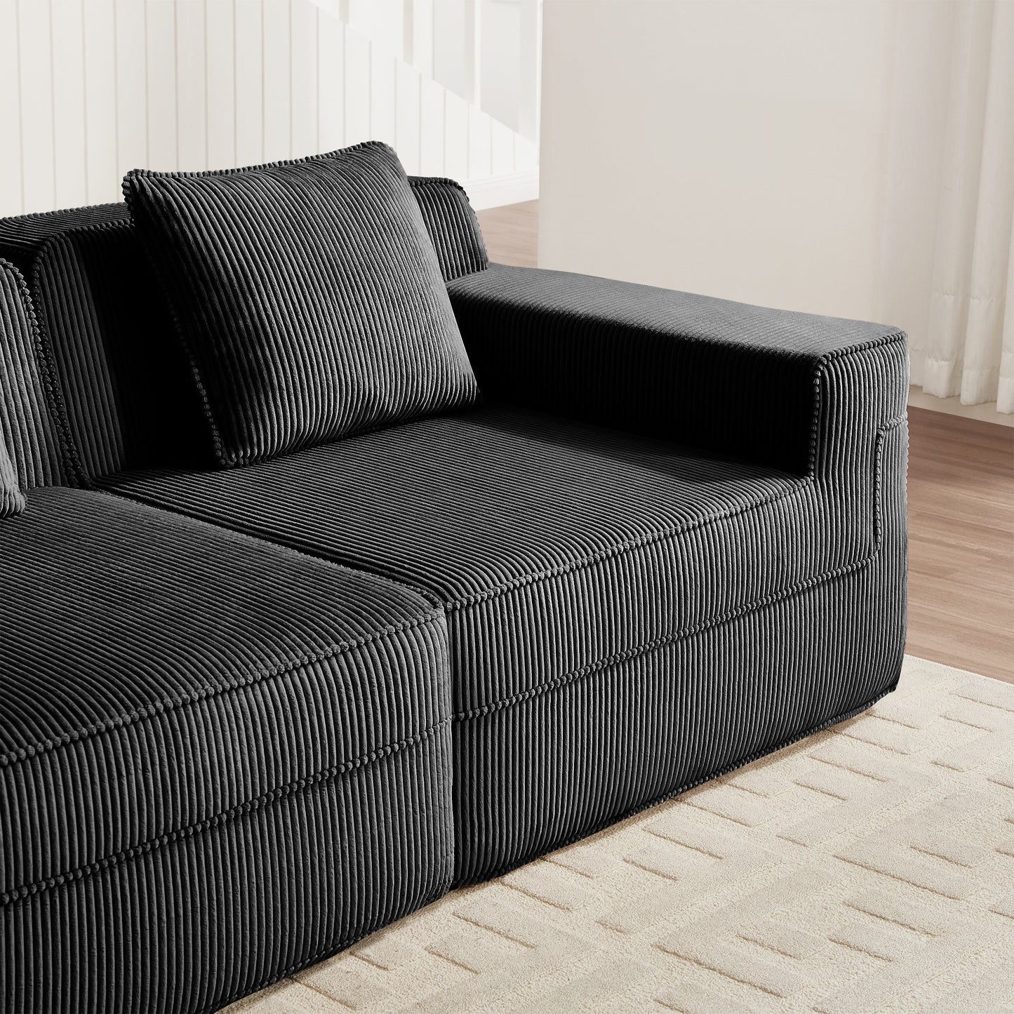 Armless Sofa With Pillow Corduroy