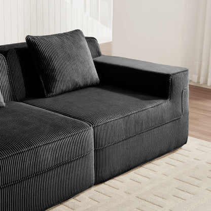 Armless Sofa With Pillow Corduroy