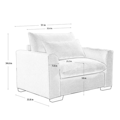 Black Corduroy Deep Seat Single Sofa Accent Chair