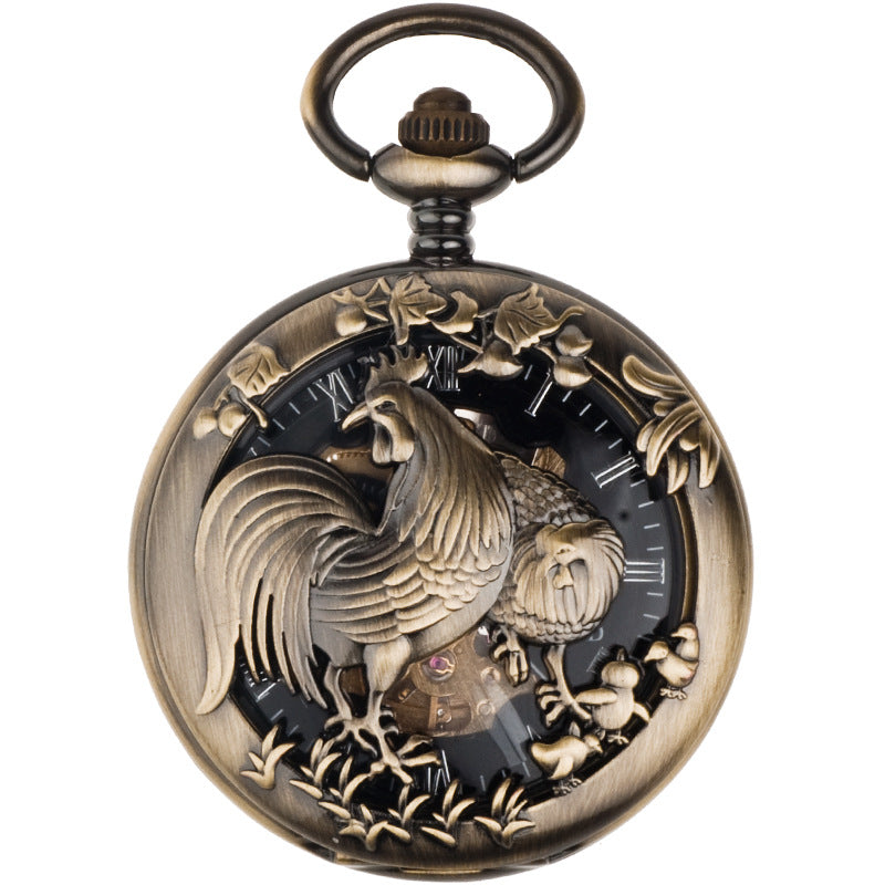 12-zodiac-animal Relief Mechanical Skeleton Watch With Roman Numeral Dial