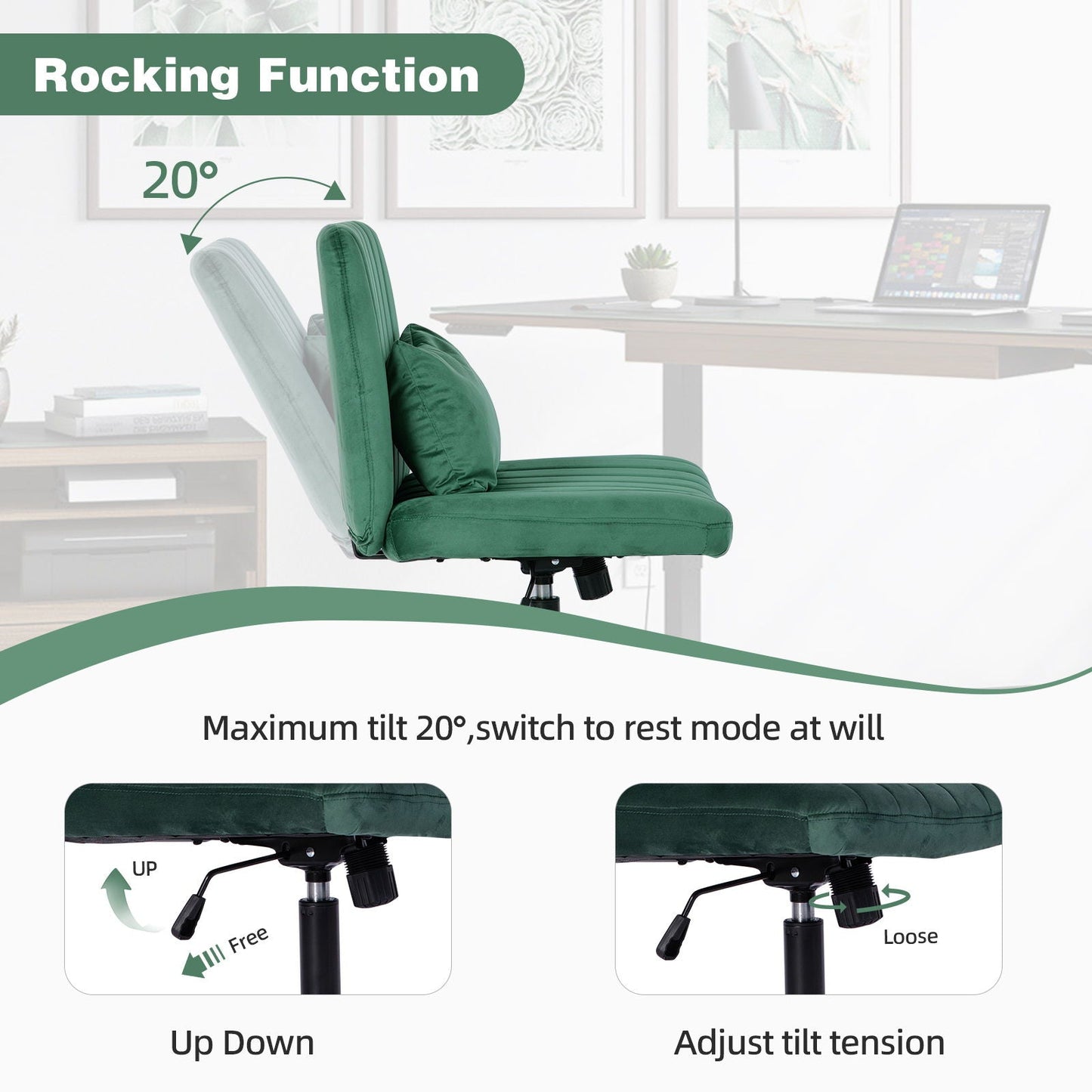 Criss Cross Office Chair With Adjustable Height, Ergonomic Design