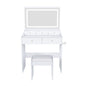 Modern Makeup Vanity Set With Power Outlet, Hair Dryer Holder, And Adjustable Lighting