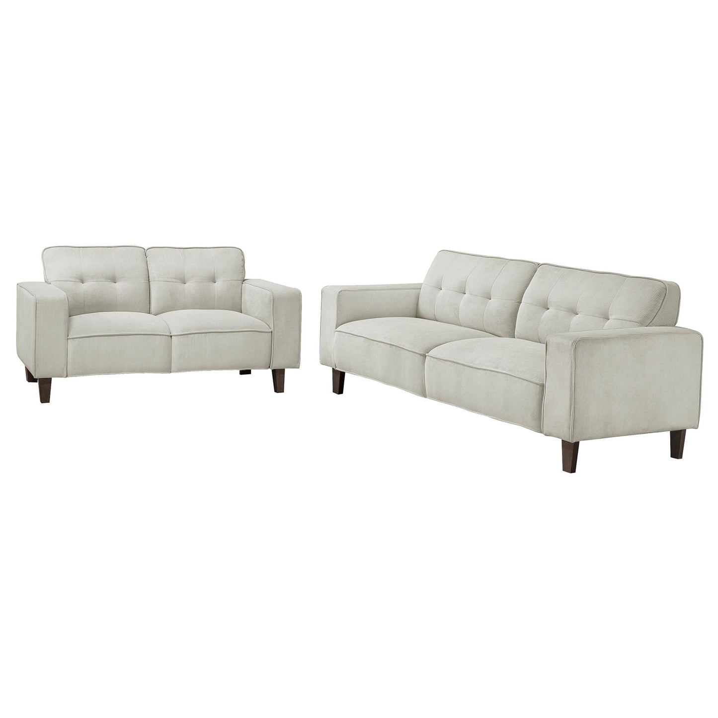 Xana - 2 Piece Upholstered Track Arm Sofa Set - Greige