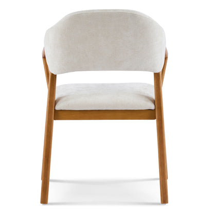 Indoor Upholstered Dining Armchair (Set of 2) - Beige / Teak