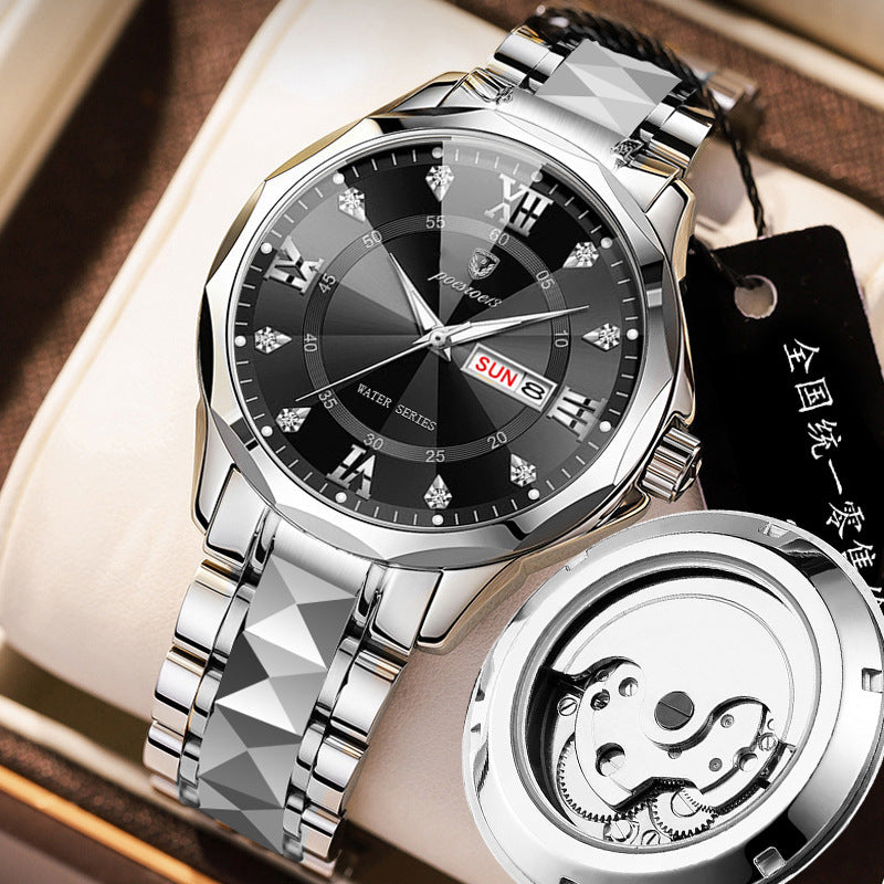 Mens Mechanical Skeleton Transparent-Back Watch