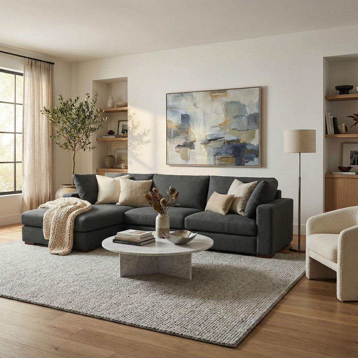 Charlie - Upholstered Deep Seater Sectional Sofa