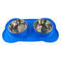 Large Silicone Pet Bowl Double Dog Bowl Stainless Steel