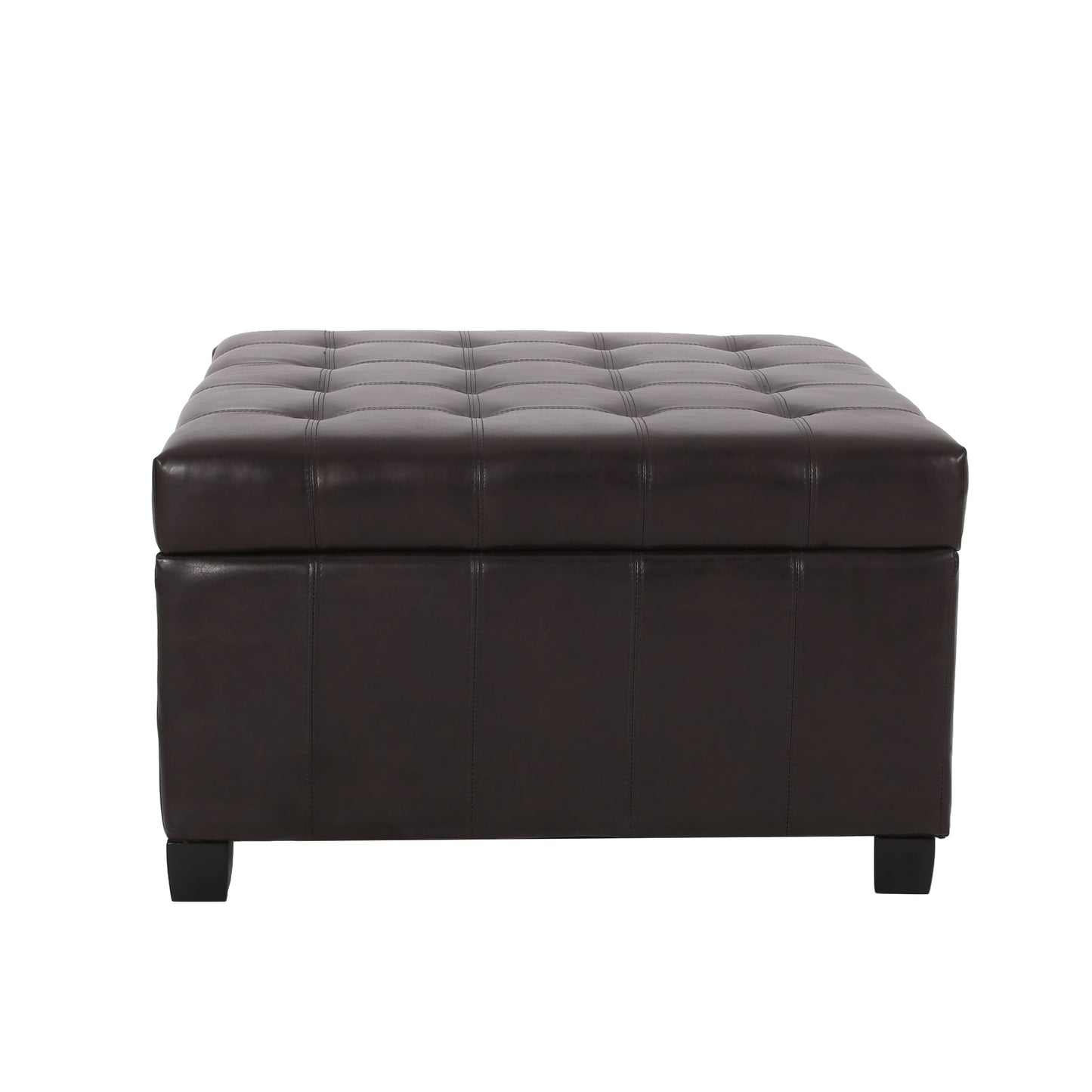 Upholstered Tufted PU Leather Storage Ottoman