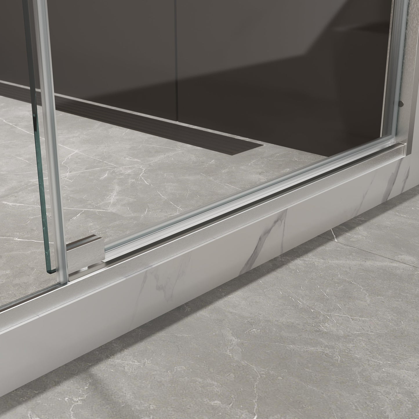 50-54"W x 74"H Pivot Shower Door with 5/16" Tempered Glass - Brushed Nickel Finish