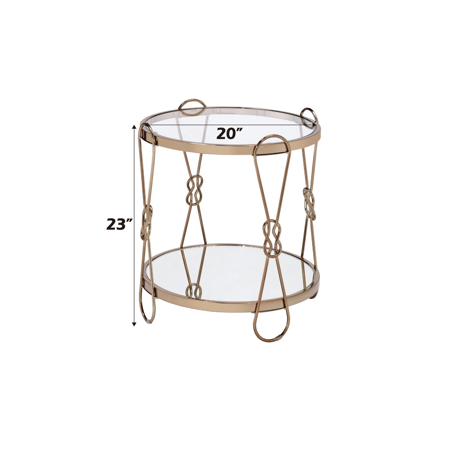 Zekera Mirrored & Champagne Finish End Table