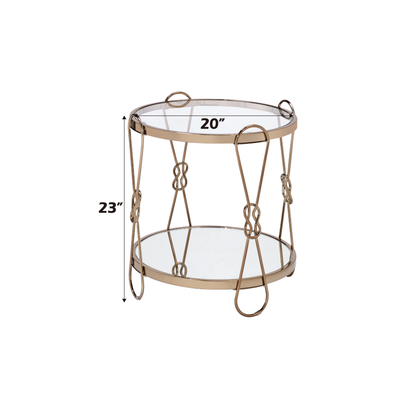 Zekera Mirrored & Champagne Finish End Table