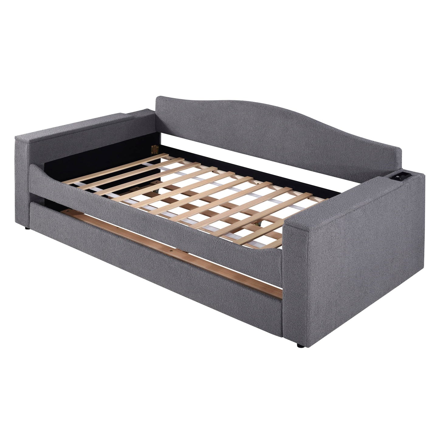 Upholstered Daybed With Storage Armrests, Trundle And Latest Integrated tooth Audio System