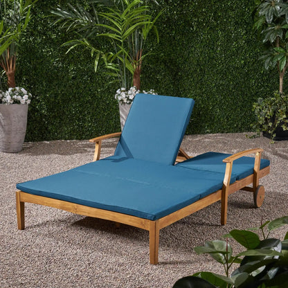 Etherealize Outdoor Adjustable Double Chaise Lounge With Water Resistant Cushions