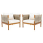 Outdoor Club Chairs (Set of 2) with Diamond-Pattern Beige Rope, Teak Finish