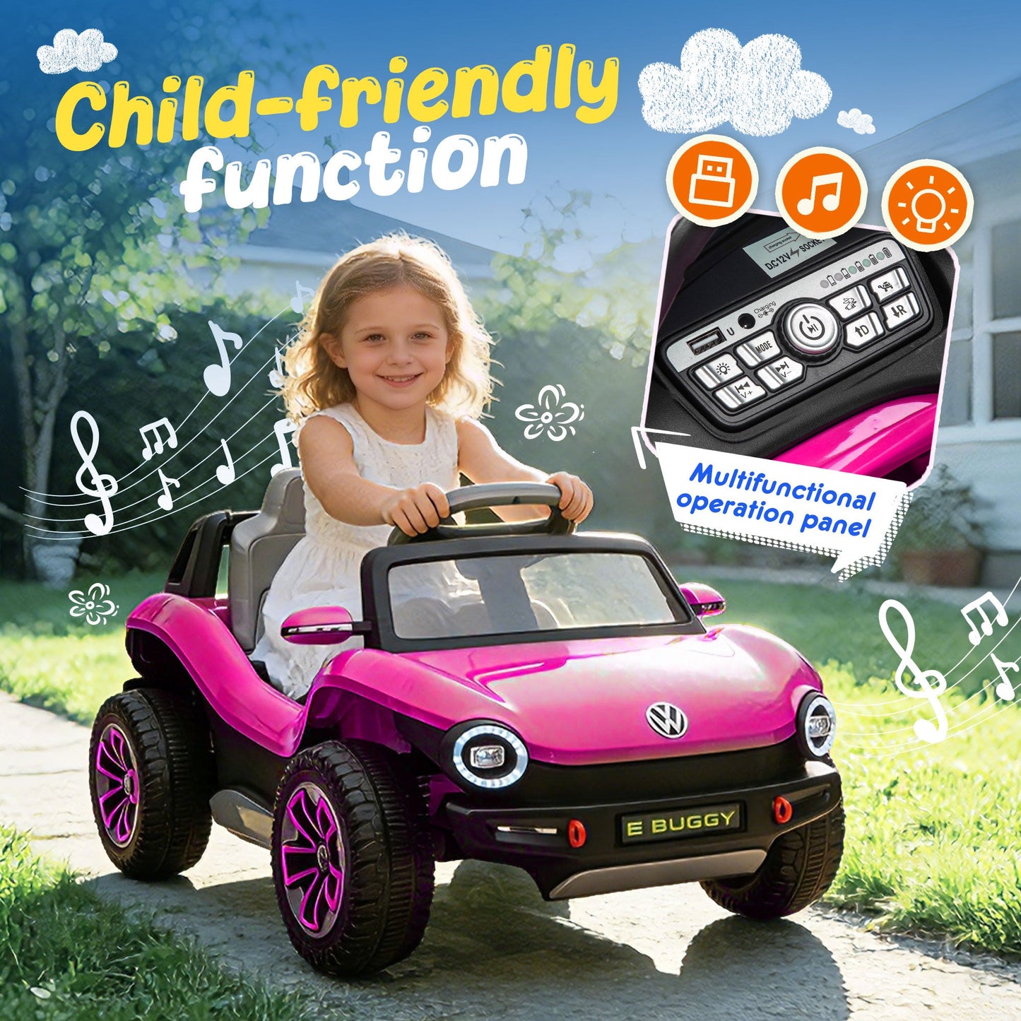 12V Licensed Volkswagen Beetle Kids Ride-On Electric Car