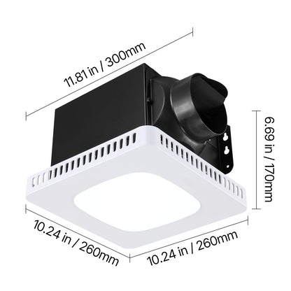 Bathroom Exhaust Fan with LED Light, 80 CFM