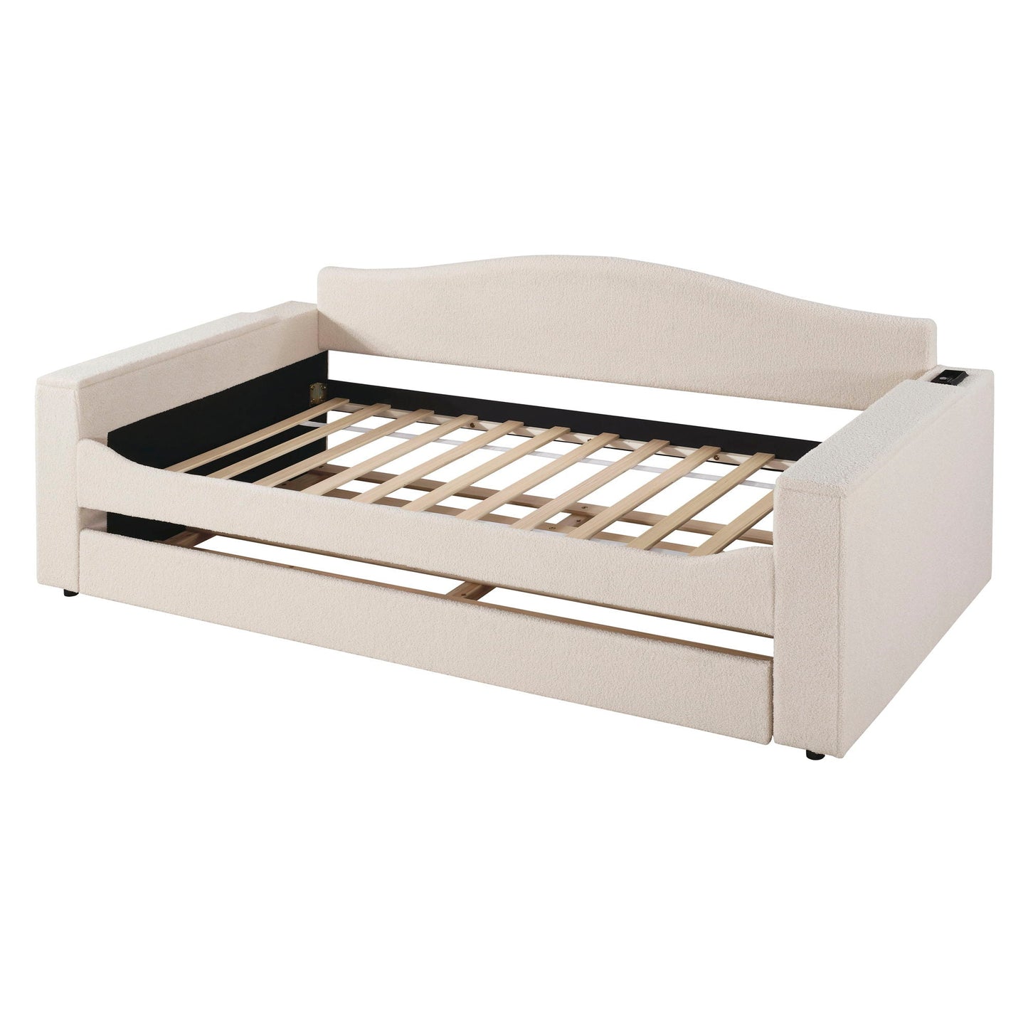 Upholstered Daybed With Storage Armrests, Trundle And Latest Integrated tooth Audio System