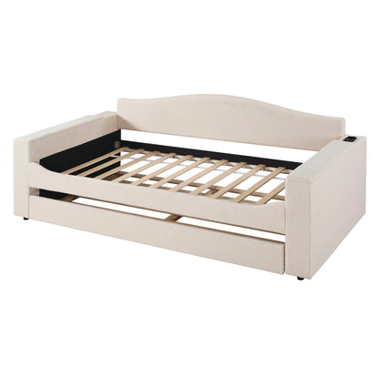 Upholstered Daybed With Storage Armrests, Trundle And Latest Integrated tooth Audio System