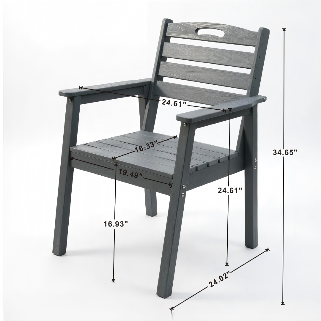 HDPE Outdoor Patio Dining Set - Table and Six Chairs