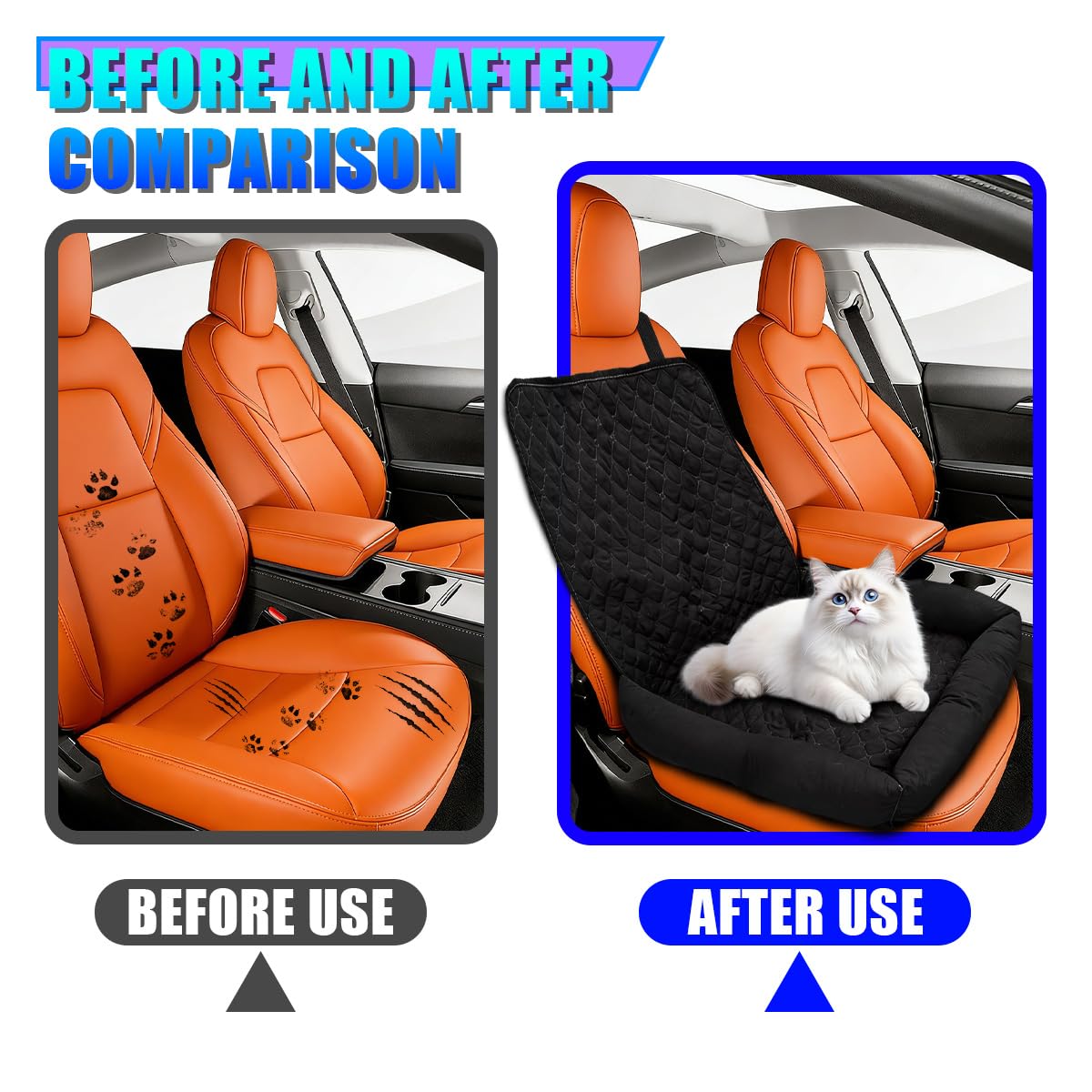 Dog Car Seat For Small Medium Dogs, Pet Front Seat Protector, Black Waterproof & Scratch-Proof Dog Car Seat Cover Booster Sofa, Non-Slip Portable Travel Safety Pet Carrier Bed For Car Truck SUV