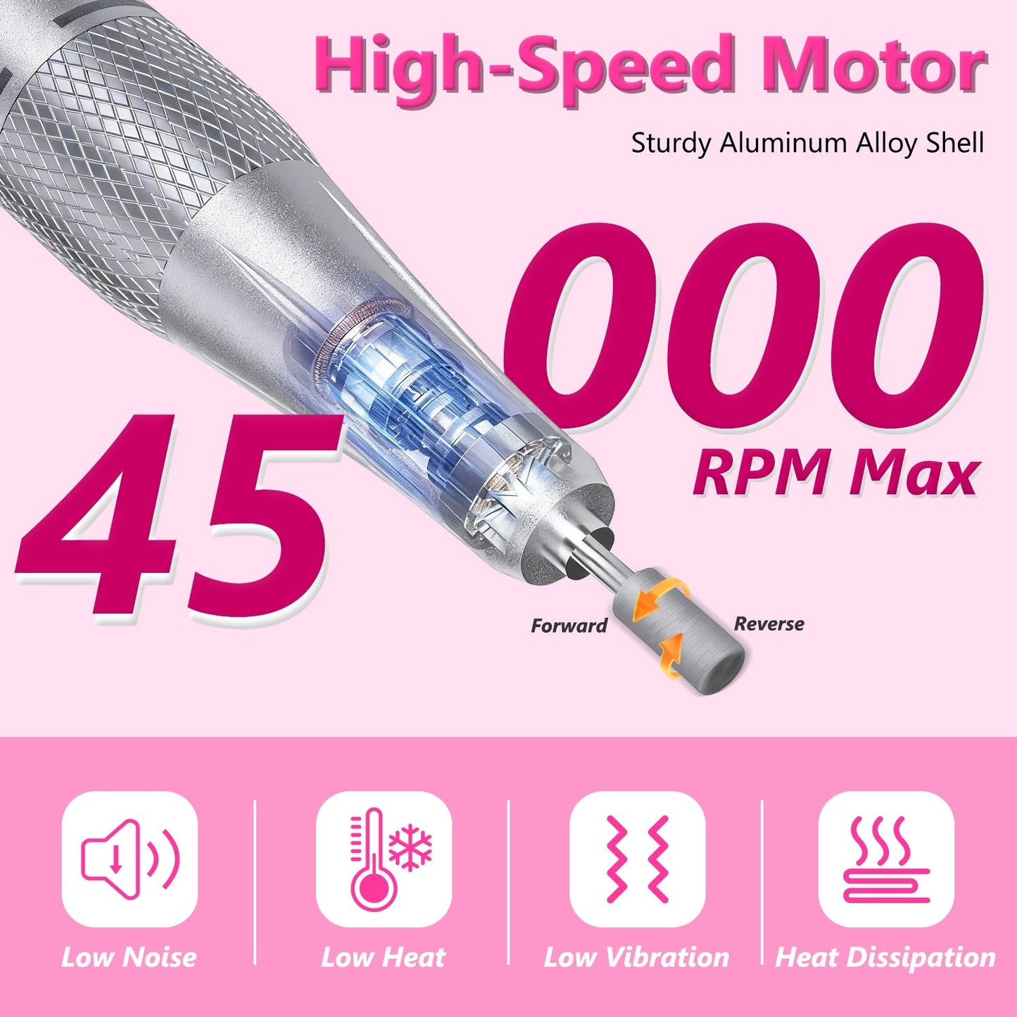 Portable Electric Nail Drill – 45,000 RPM, 11 Bits, Cordless, Rechargeable