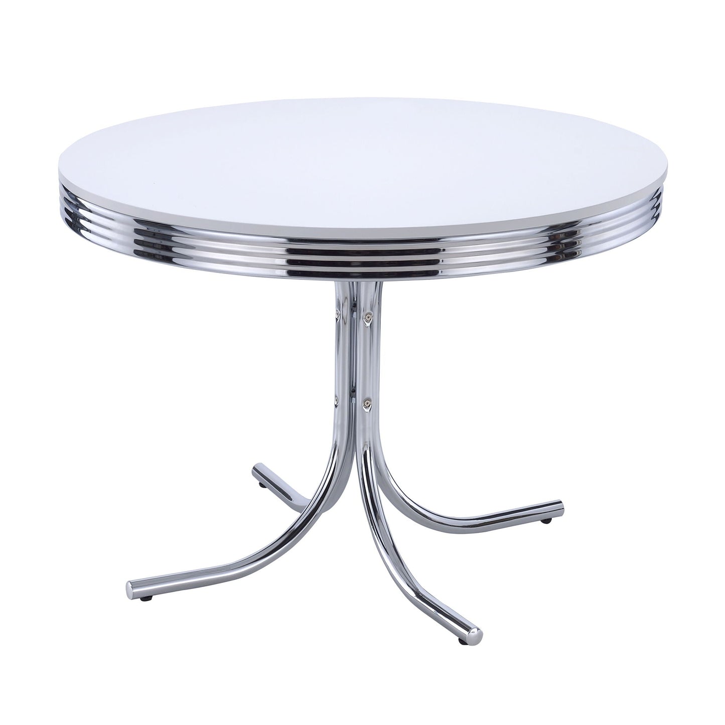 Marla - 5 Piece Dining Set With Round Table And Upholstered Chairs - White