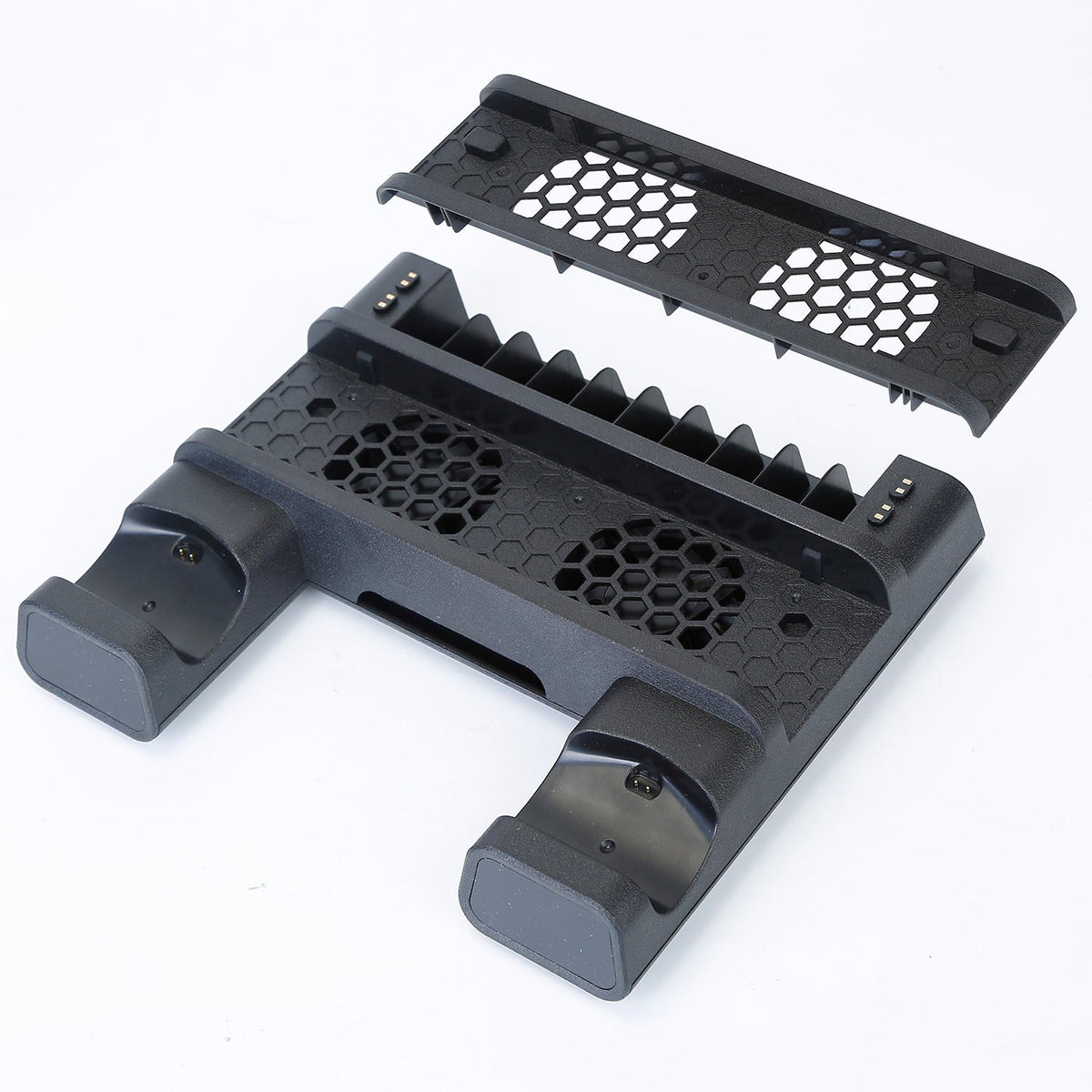 Cooling Station Vertical Stand Dual Controller Charging Dock Fit For Play Station 4/PS4 Slim/PS4 Pro with Dual Fans LED Indicators 10Pcs Game Disk Sto