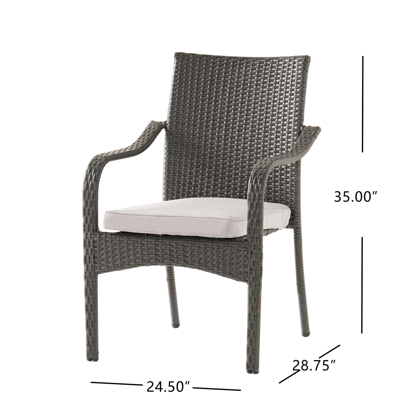 6 Pcs Outdoor Acacia Wood Dining Set with PE Rattan Stacking Chair