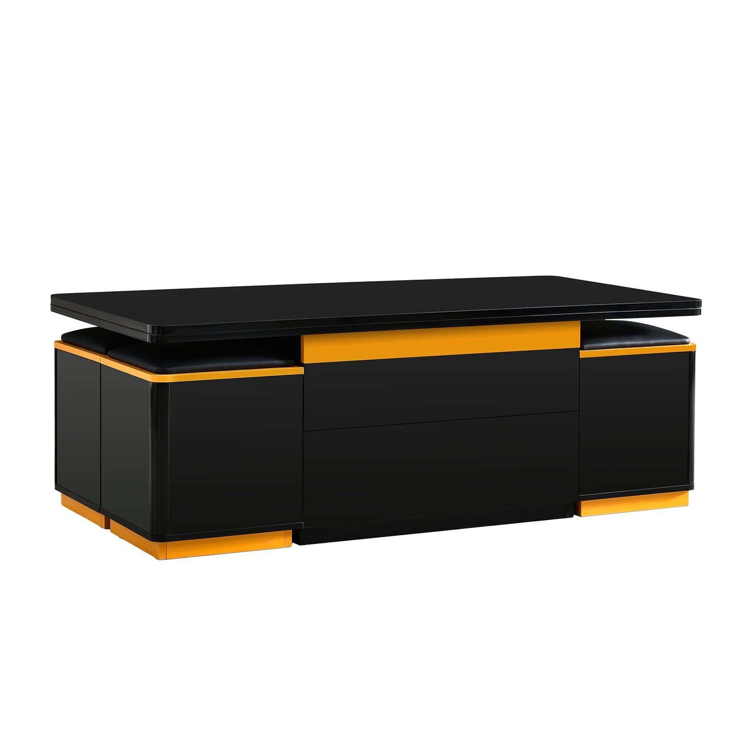 Lift Top Coffee Table With 4 Storage Stools