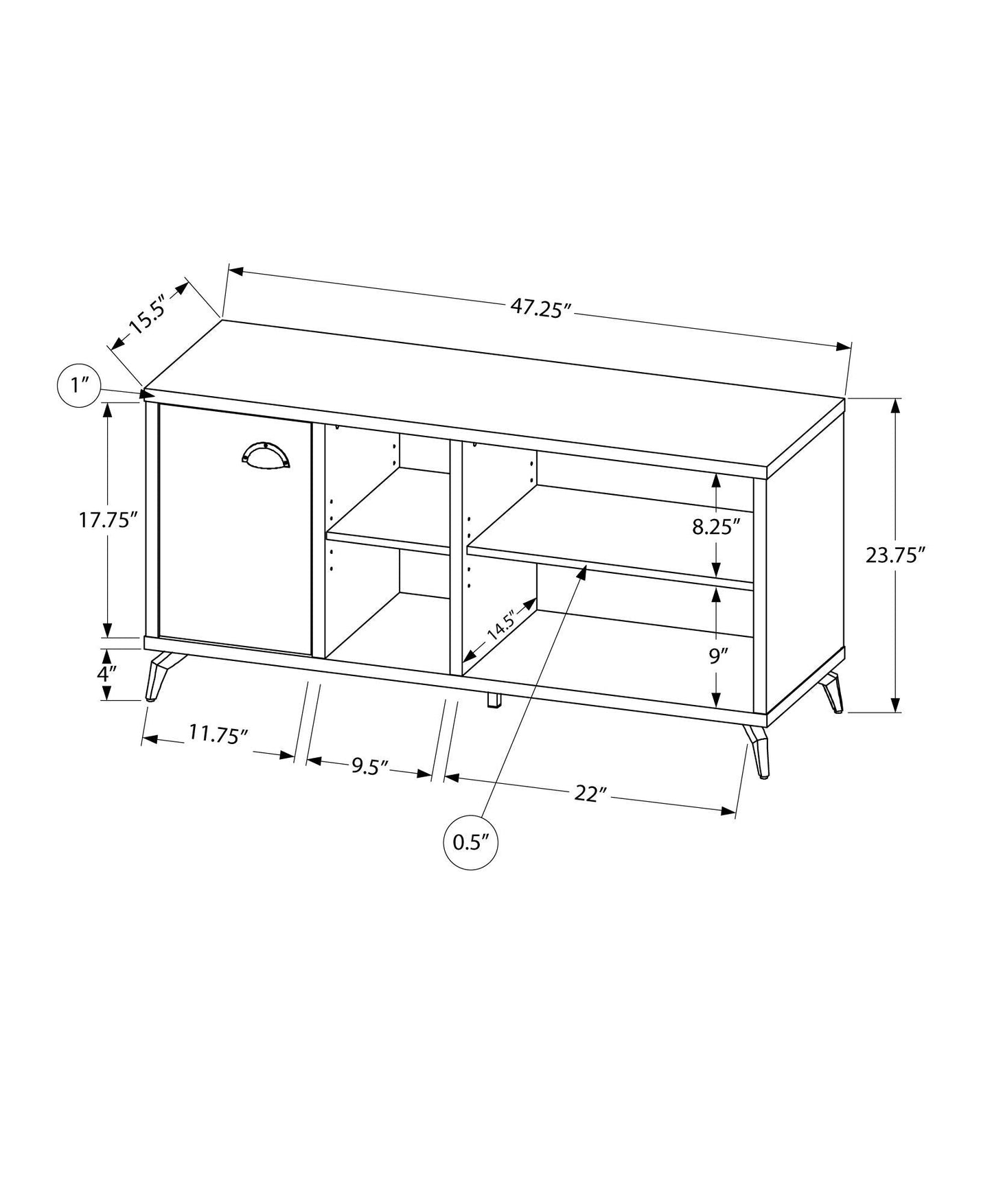 Contemporary TV Stand Console with Storage Cabinet