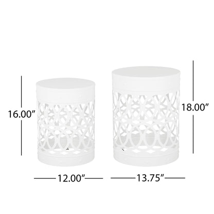 Outdoor Metal Side Table Set of 2