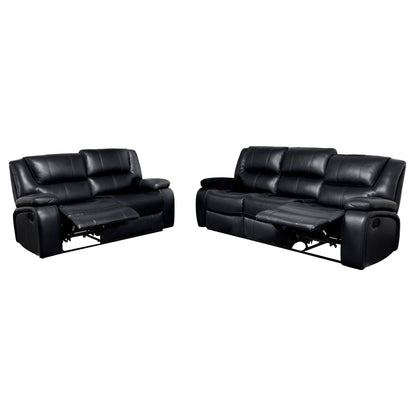 Camila 2-piece Upholstered Reclining Sofa Set Black