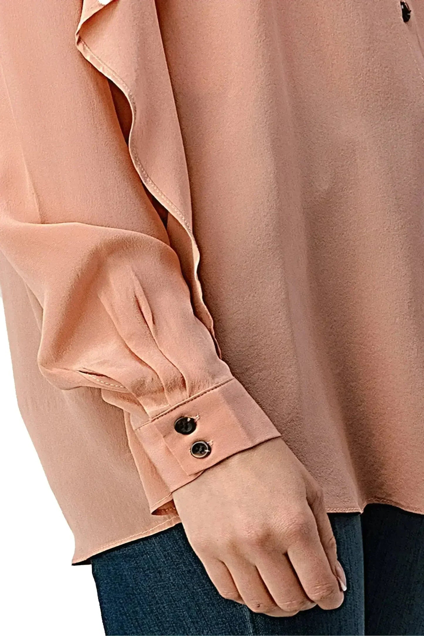 Silk Ruffle Blouse – Elegant Button-Up Shirt with Long Sleeves | Femstylo