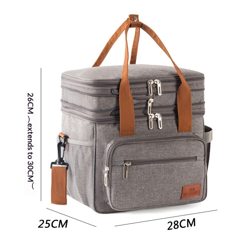 Double-layer High-capacity Lunch Bag With Thermal Insulation For Picnics