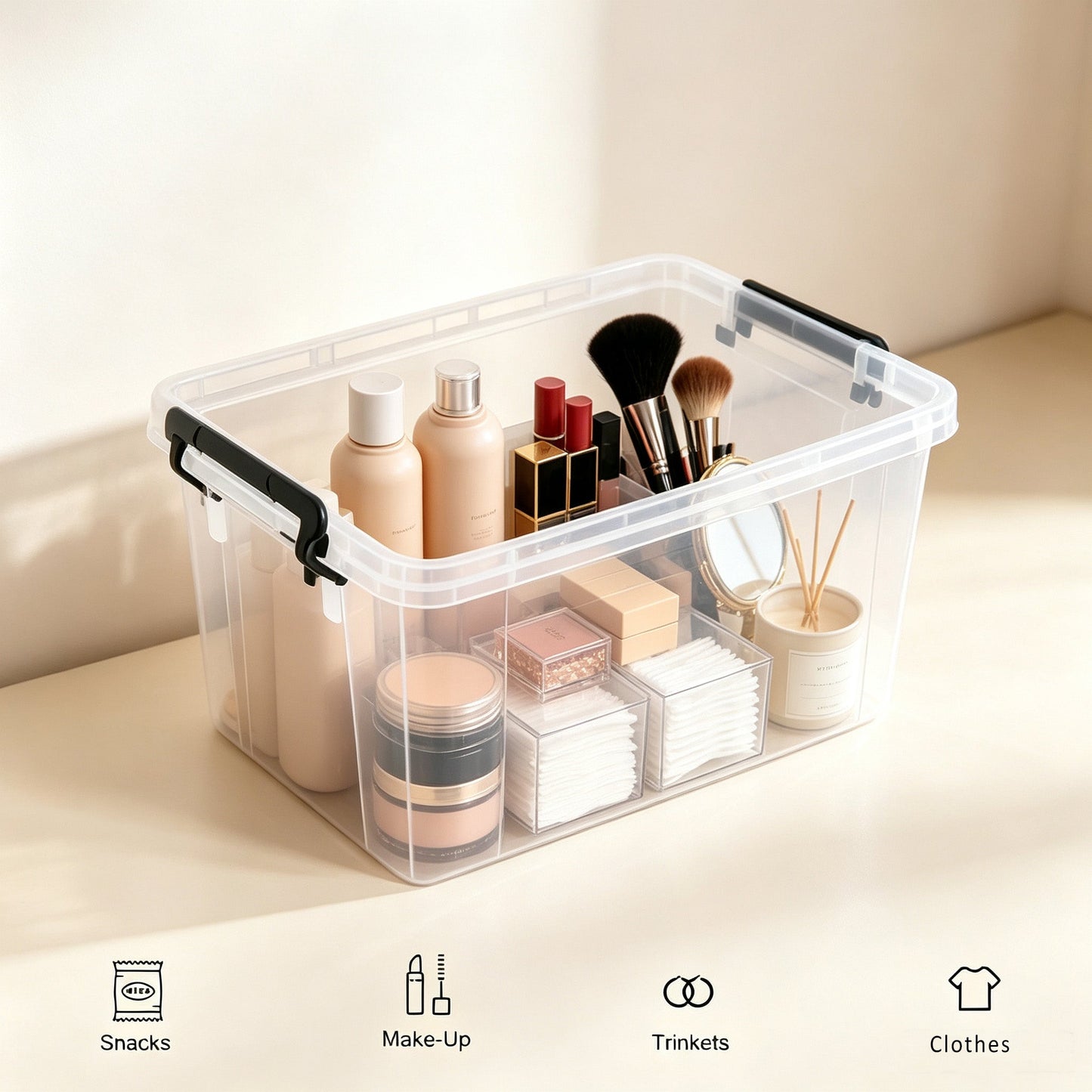 4 Pack 90 QT Plastic Storage Bins with Lids