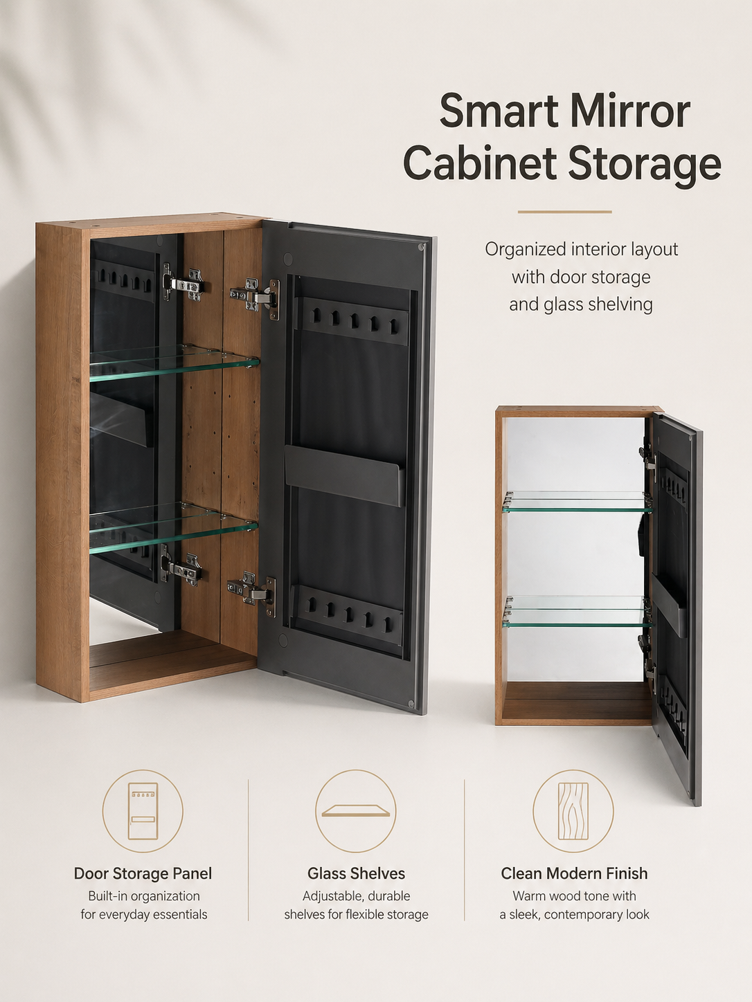 14'' Bathroom Mirror Cabinet with Storage