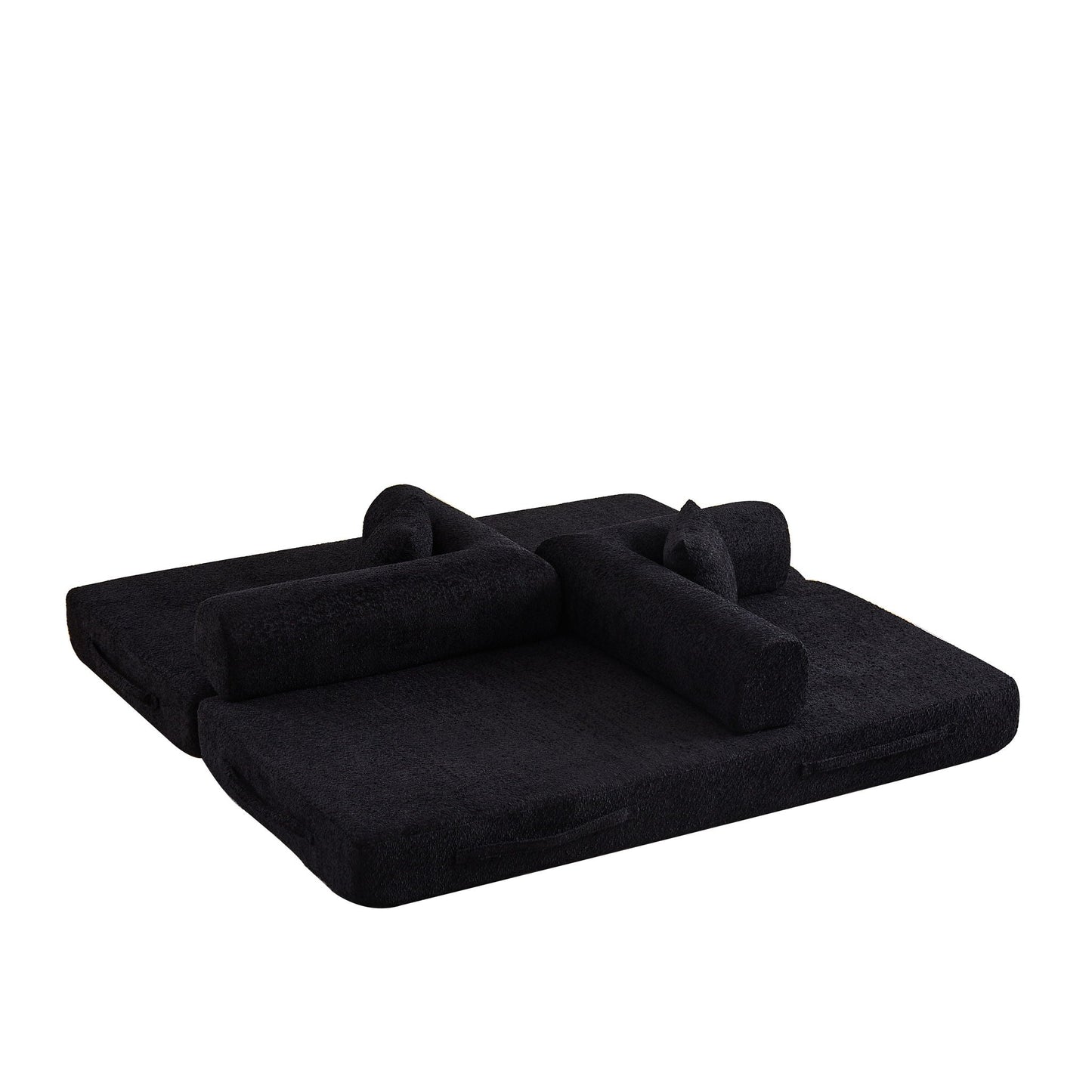 Convertible Sleeper Sofa Bed With Cylindrical Pillow