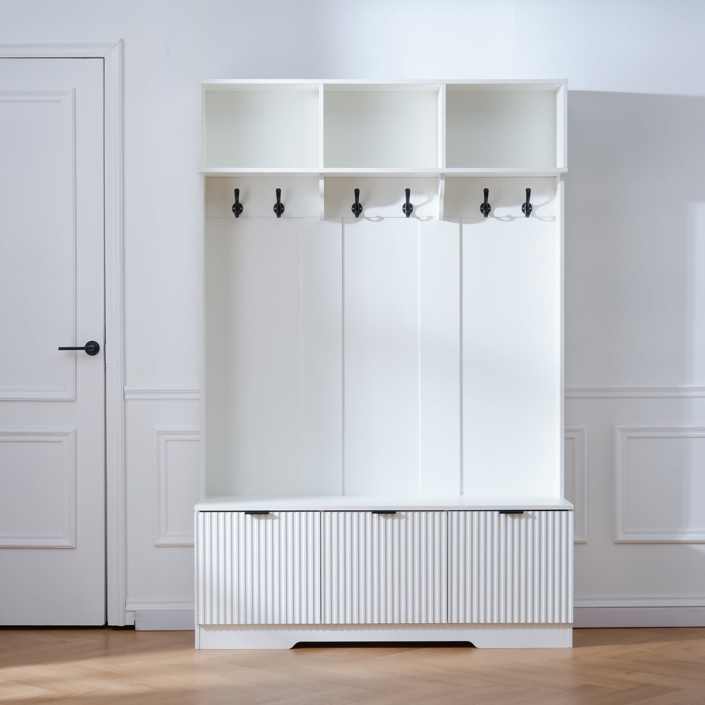 49.6" 5-in-1 Hall Tree with Bench, Shoe Storage & Cabinets
