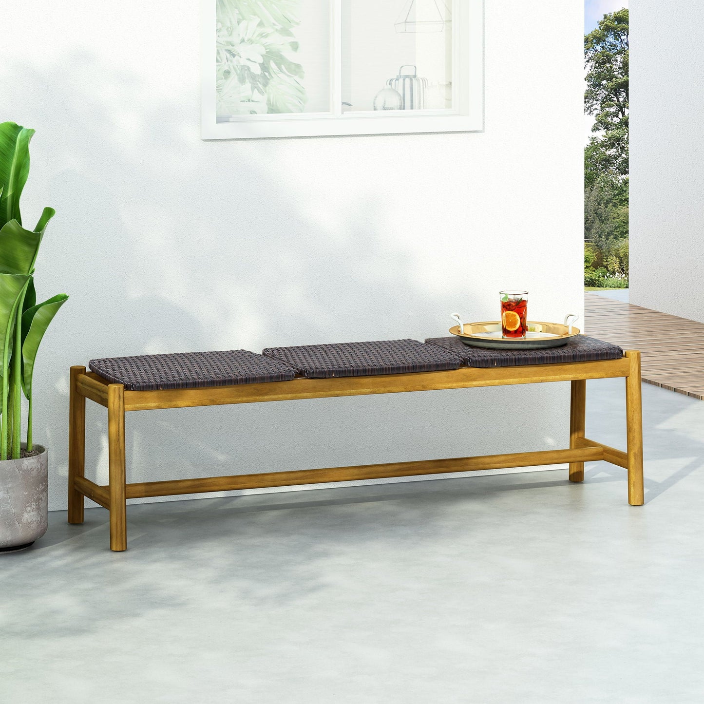 Cambria Rustic 3 Seater Bench - Teak