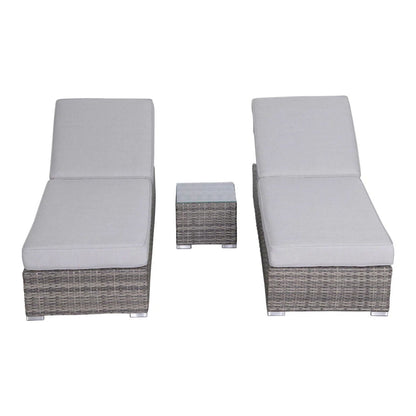 3 Piece Chaise Lounge Set With Adjustable Reclining - Gray Mix