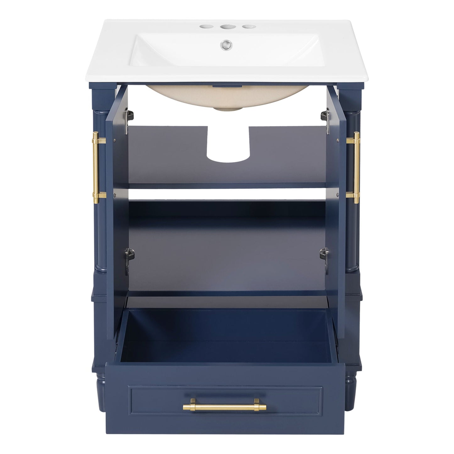 Bathroom Vanity With Ornate French Cylinder Legs, Soft Close Drawer