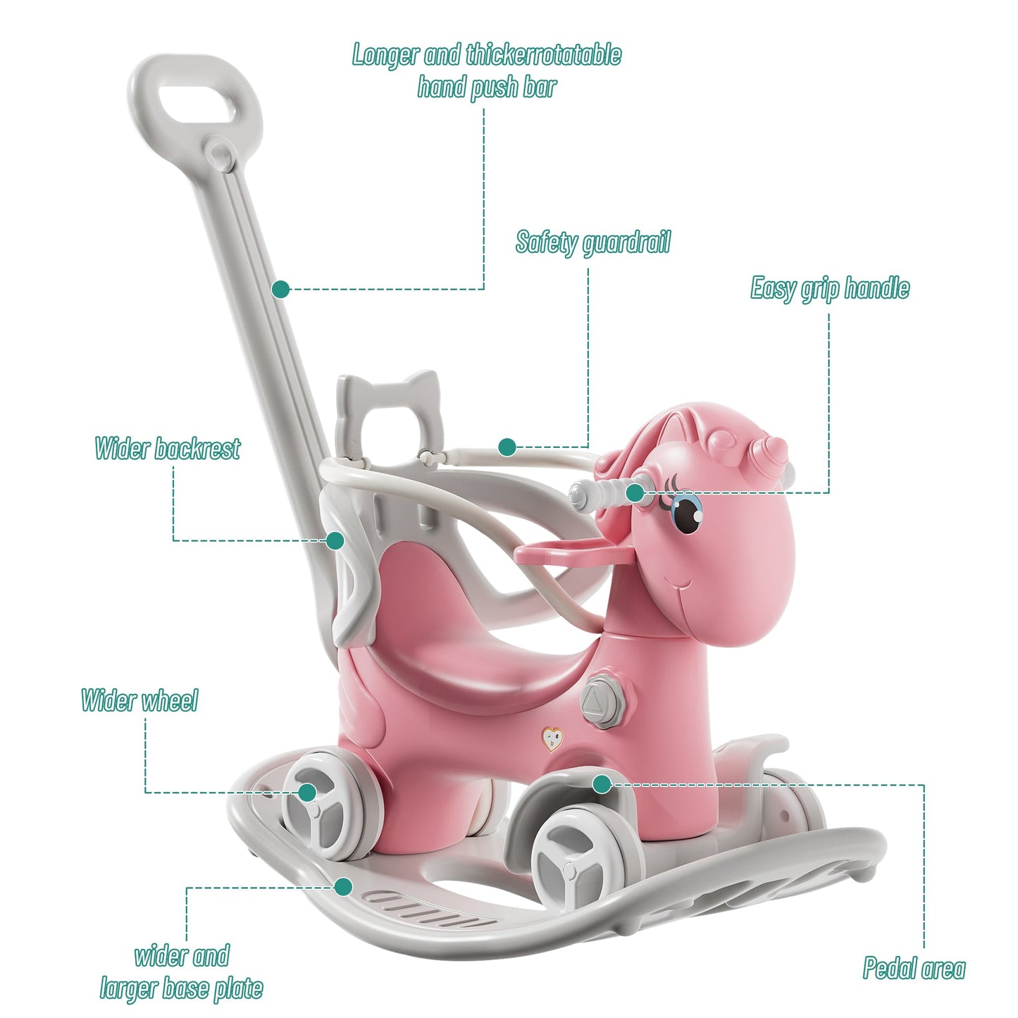 Rocking Horse for Toddlers - Unicorn Kids Ride On Toy